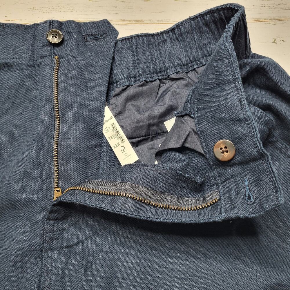 Madewell Tall Cotton Linen Pleated Wide Leg Pants Navy Blue Indigo Spring 2T 2 - Picture 7 of 10